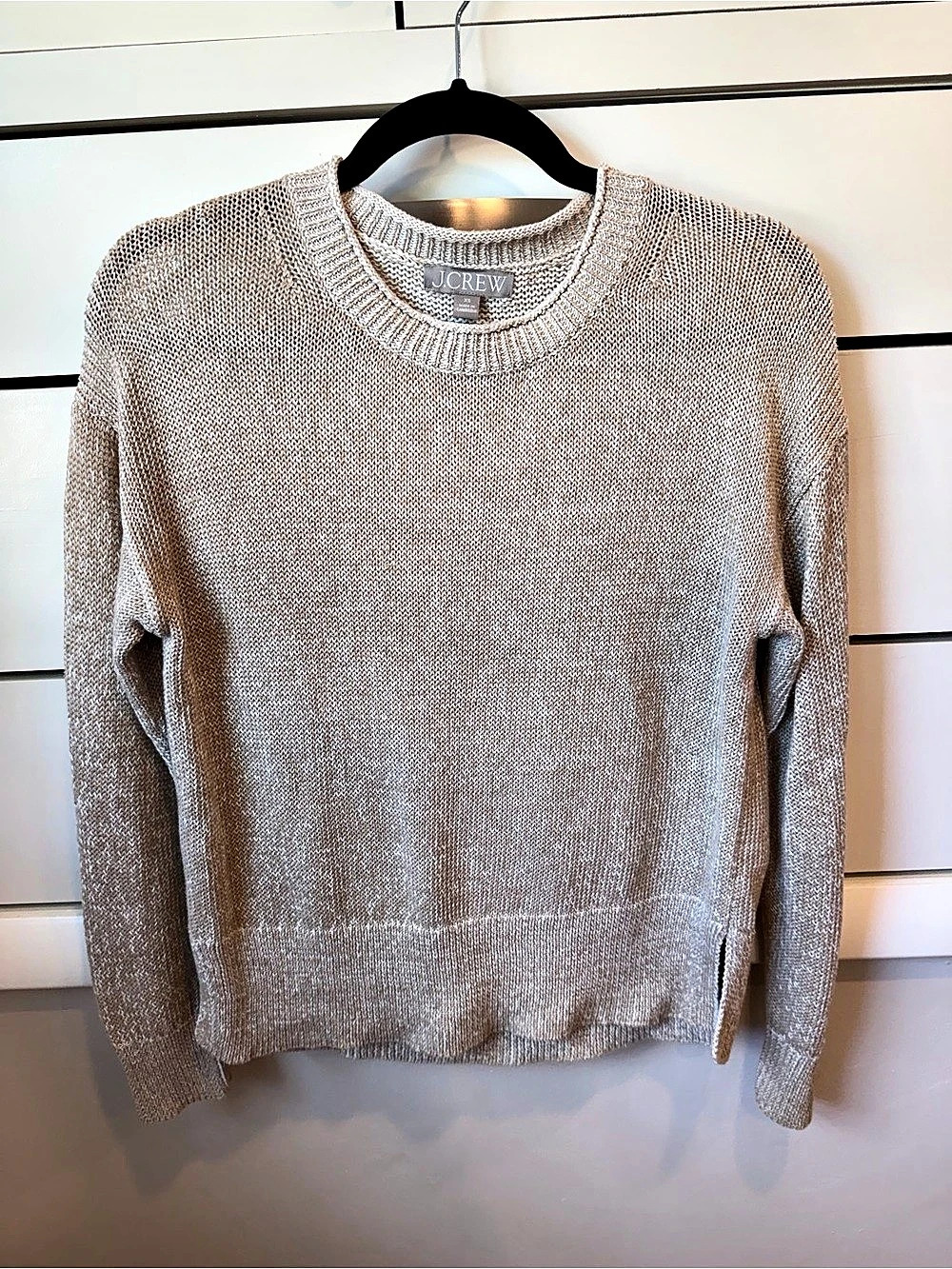 J.Crew Cotton Blend Crewneck Sweater in Brown Size Medium